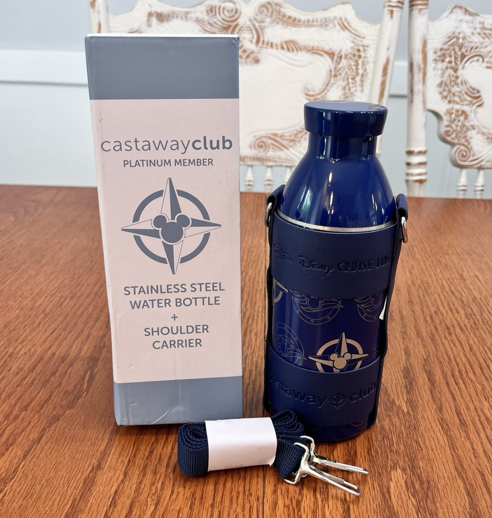 NEW 2026 Disney Cruise Line DCL Castaway Club Stainless Steel Water Bottle/Strap
